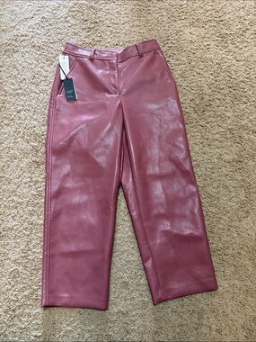 Babaton Cropped Faux Leather Pants in Dusty Rose - 4